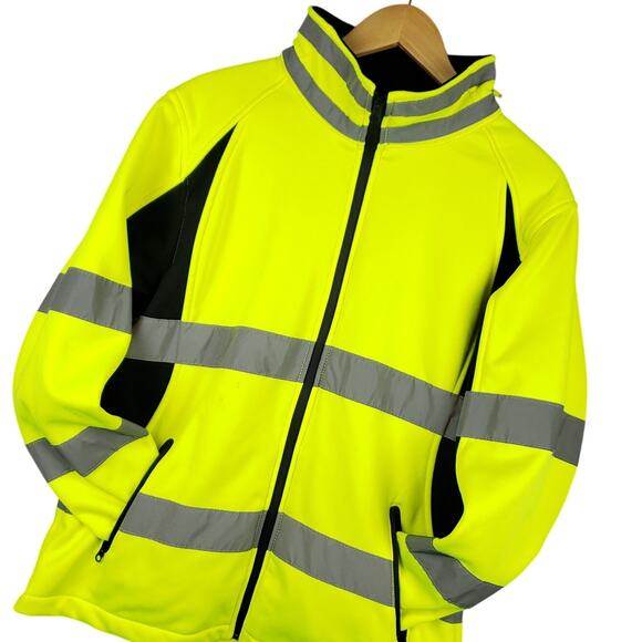 Utility Pro Women's UHV668 Hi-Vis Full-Zip Soft Shell Jacket Sz XL Yellow Black - Picture 1 of 15